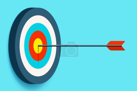 Photo for Target icon in flat style on color background. Bullseye business concept. Arrow in the center aim, fragment. Vector design element for you projects - Royalty Free Image