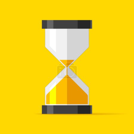 Photo for Hourglass icon in flat style. Sandglass timer on yellow background. Vector design element for you bussines projects - Royalty Free Image