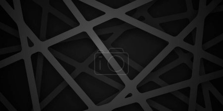 Illustration for Abstract vector background of lines, black bionic wallpaper, many layers, abstraction composition, futuristic dark pattern - Royalty Free Image