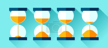 Photo for Hourglass icons set in flat style, storyboard sandglass on color background. Vector design elements for you project - Royalty Free Image