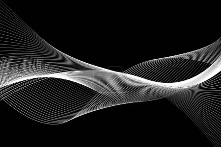 Photo for Black and white background, waves of lines, abstract wallpaper, vector design art - Royalty Free Image