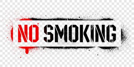 Photo for Stencil No Smoking inscription. Black and red graffiti print on transparent background. Vector design street art - Royalty Free Image