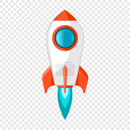 Photo for Rocket ship icon in flat style. Spacecraft takeoff on transparent background. Start up illustration. Vector design object for you project - Royalty Free Image