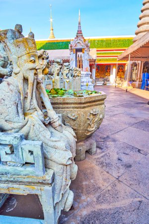 Photo for The stone sculpture of the Chinese Sage in the courtyard of Wat Arun complex, Bangkok, Thailand - Royalty Free Image