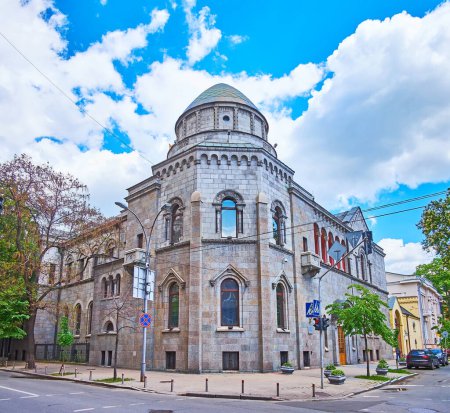 Photo for Exterior of historic stone Arabic House (Kovalevsky Mansion), located on the corner of Schovkovychna and Pylyp Orlyk Street, Lypky, Pechersk, Kyiv, Ukraine - Royalty Free Image