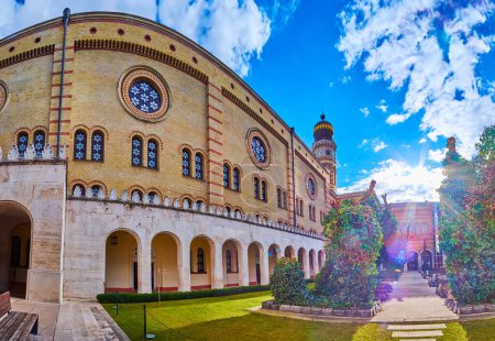 Photo for Panorama of Dohany Street Synagogue and its courtyard with cemetery, Budapest, Hungary - Royalty Free Image