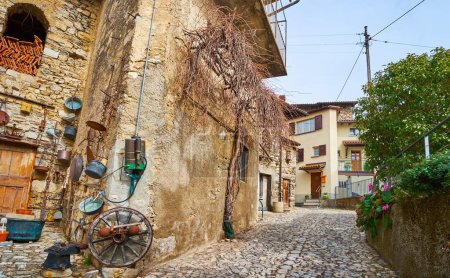 Photo for Enjoy the walk in small Bre village with narrow stone streets and small houses, Switzerland - Royalty Free Image