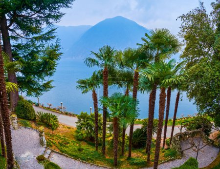 Photo for Panorama of Park Villa Heleneum on Lake Lugano, Lugano, Switzerland - Royalty Free Image