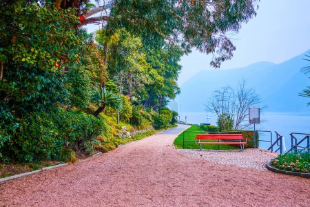 Photo for Park Villa Heleneum and road along Lake Lugano, Lugano, Switzerland - Royalty Free Image