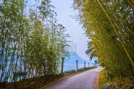 The scenic promenade along Lugano Lake, Park Villa Heleneum, Lugano, Switzerland