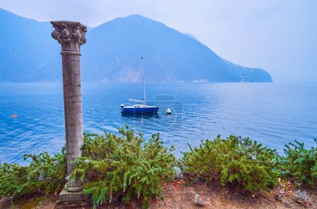 Photo for The scenic promenade along Lugano Lake, Park Villa Heleneum, Lugano, Switzerland - Royalty Free Image
