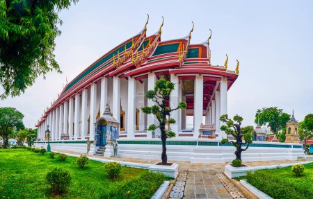 The panoramic view on Ubosot of Wat Suthat Temple, Bangkok, Thailand