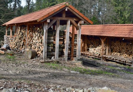 view of traditional storage timber , southern Bohemia, Czech Republic