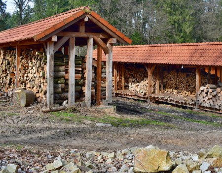 view of traditional storage timber , southern Bohemia, Czech Republic