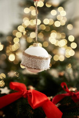 Photo for Christmas ball and Christmas tree - Royalty Free Image