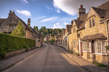 Photo for Castle Combe - May 28 2022: Old Cotswolds town of Castle Combe, - Royalty Free Image