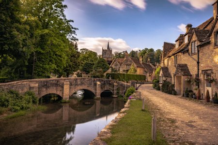 Castle Combe - May 28 2022: Old Cotswolds town of Castle Combe, 