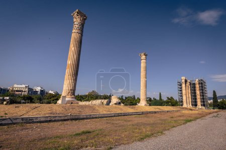 Athens, Greece, May 2nd 2024: The famous temple of Olympian Zeus in the center of Athens, Greece