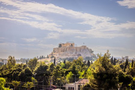 Photo for Athens, Greece, May 2nd 2024: Delicious Greek Food in the center of Athens, Greece 2024: The Mighty UNESCO Acropolis of Athens, in the center of Athens, Greece - Royalty Free Image