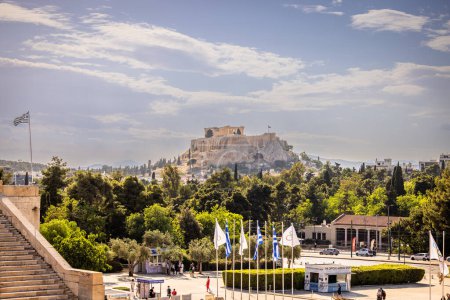 Photo for Athens, Greece, May 2nd 2024: Delicious Greek Food in the center of Athens, Greece 2024: The Mighty UNESCO Acropolis of Athens, in the center of Athens, Greece - Royalty Free Image
