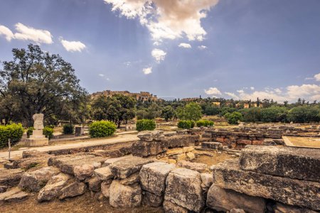 Athens, Greece, May 3rd 2024: Ancient Greek Agora ruins in the center of Athens, Greece