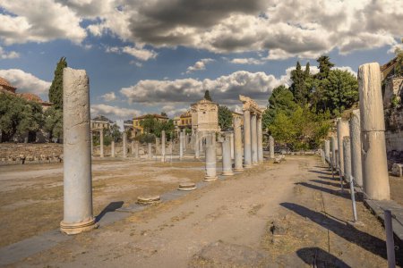Athens, Greece, May 3rd 2024: The ancient Roman Agora in the center of Athens, Greece