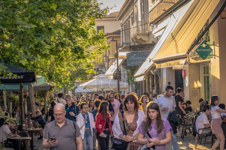 Athens, Greece, May 3rd 2024: The bustling Monistiraki square in the center of Athens, Greece