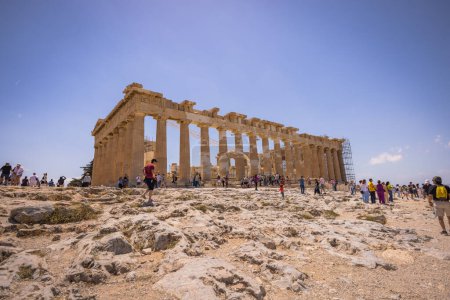 Photo for Athens, Greece, May 3rd 2024: The Mighty Parthenon at the Acropolis of Athens, in the center of Athens, Greece - Royalty Free Image