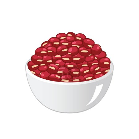 Illustration for Red Azuki beans in bowl isolated on white background. - Royalty Free Image