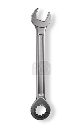 ratchet spanner and fixed wrench isolated on white background