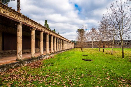 Téléchargez les photos : Grand Palaestra à Pompéi, entouré de portiques et de colonnade - en image libre de droit