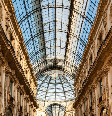 Photo for Interior arm of Galleria Vittorio Emanuele II shopping arcade, decorated in the Lombard Renaissance style - Royalty Free Image