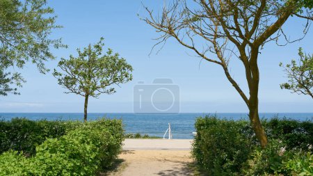 Photo for View of the promenade in Kuehlungsborn with an access to the beach of the Baltic Sea - Royalty Free Image