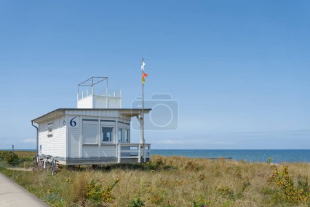 Photo for Rescue tower on the beach promenade on the shore of the Baltic Sea near Khlungsborn in Germany - Royalty Free Image