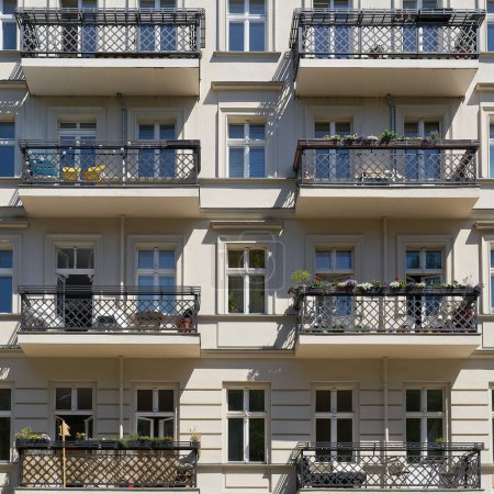 Photo for Facade of a renovated old residential building in the Prenzlauer Berg district of Berlin - Royalty Free Image