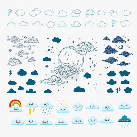 Photo for Clouds contour graphic emotional and hand drawn - Royalty Free Image