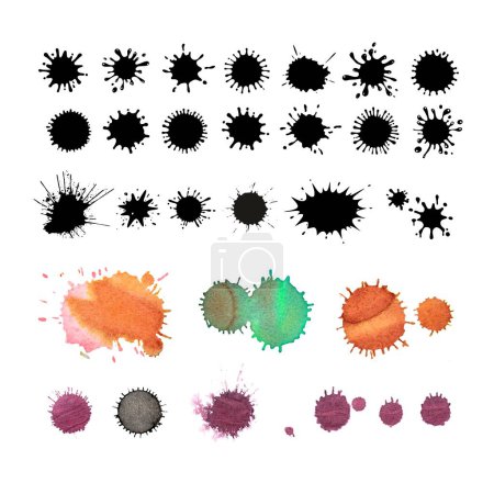 Photo for Watercolor stains drops and splashes vector set - Royalty Free Image
