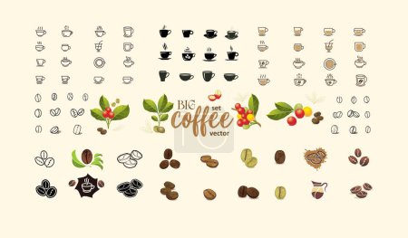 Photo for Big vector set on the theme of coffee - Royalty Free Image