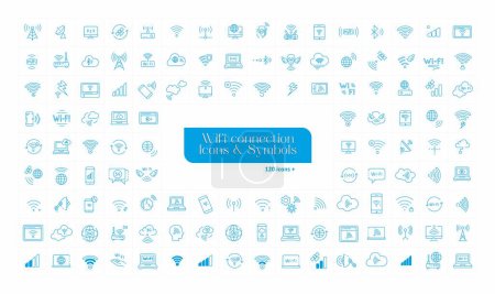 Photo for Icons and pictograms wi-fi signs symbols plots - Royalty Free Image