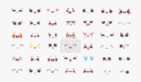 Photo for Big collection of cute stickers in kawaii style - Royalty Free Image