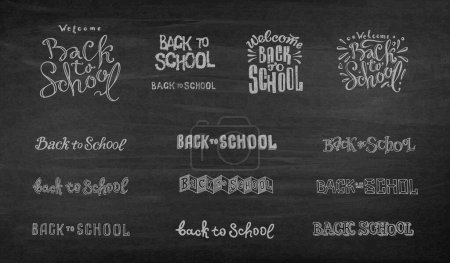 Photo for Back to school calligraphy writing on black chalkboard - Royalty Free Image