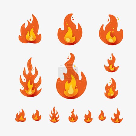Photo for Set of stylized vector images of fire - Royalty Free Image