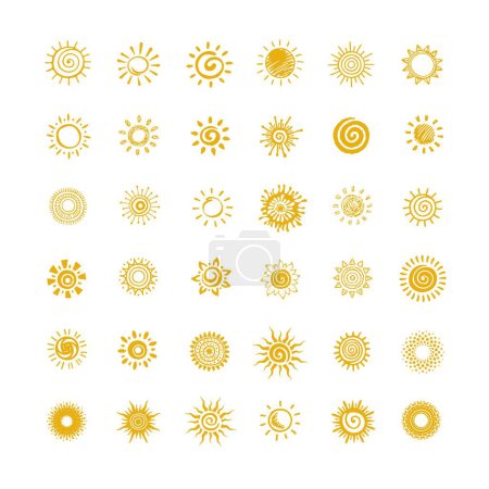 Photo for Collection of pictograms in the form of a shining sun - Royalty Free Image