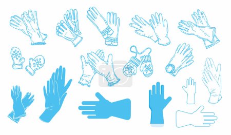 Photo for Collection of hand drawn gloves and mittens - Royalty Free Image