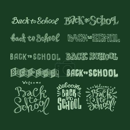 Photo for Back to school calligraphy writing on green chalk board - Royalty Free Image