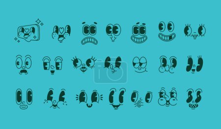 Photo for Large collection of trendy emoticons eyes mouths emotions - Royalty Free Image