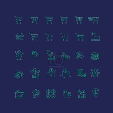Photo for Icons and pictograms finance business people signs symbols plots - Royalty Free Image