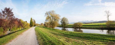 Photo for Bicycle route along Mangfall river, from Bruckmuhl to Bad Aibling, upper bavarian landscape - Royalty Free Image