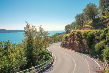 High road to Musaga, with a view over Lake Garda. landscape italy