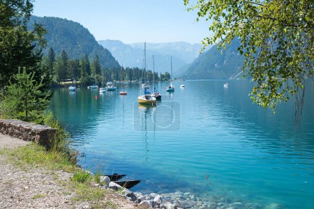 harbor with sailboats, lake Achensee, destination austria tyrol